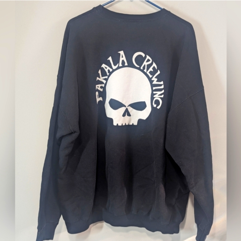 PAKALA CREWING Sweatshirt Men's Size 2XL Black Skull Crew Neck Vintage 90s